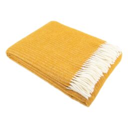 Native Natural Cable Pattern Mustard Wool Blanket - Size: 140 cm x 200 cm - thumbnail 3