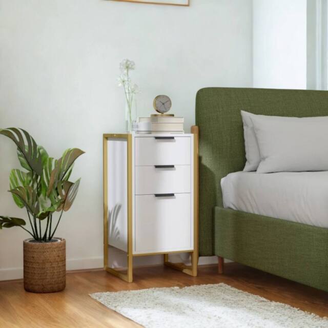 Pirlo Plush Industrial 3 Drawer Chest Of Drawers Storage Unit White - image 1