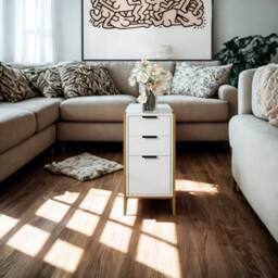 Pirlo Plush Industrial 3 Drawer Chest Of Drawers Storage Unit White - thumbnail 3