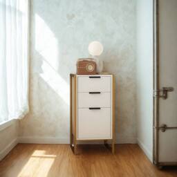 Pirlo Plush Industrial 3 Drawer Chest Of Drawers Storage Unit White - thumbnail 4