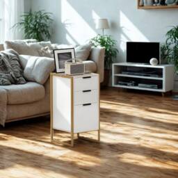 Pirlo Plush Industrial 3 Drawer Chest Of Drawers Storage Unit White - thumbnail 2