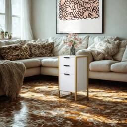 Pirlo Plush Industrial 3 Drawer Chest Of Drawers Storage Unit White - thumbnail 7