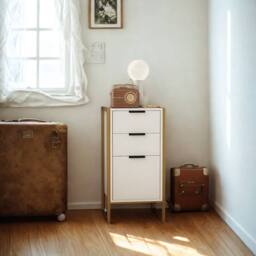 Pirlo Plush Industrial 3 Drawer Chest Of Drawers Storage Unit White - thumbnail 5