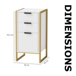 Pirlo Plush Industrial 3 Drawer Chest Of Drawers Storage Unit White - thumbnail 9