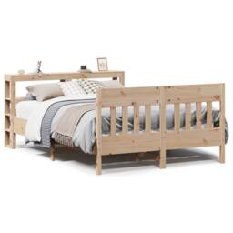 Berkfield Home Decorative Bed Frame without Mattress 120x200 cm Solid Wood Pine in Light Oak - Size: Small Double - thumbnail 3