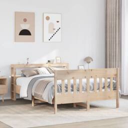 Berkfield Home Decorative Bed Frame without Mattress 120x200 cm Solid Wood Pine in Light Oak - Size: Small Double - thumbnail 2