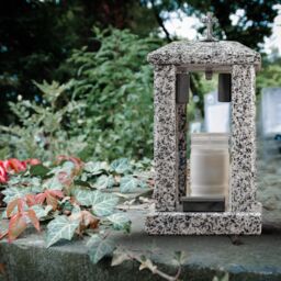 Novecrafto Granite Memorial Lantern with Cross Grave Ornaments for Garden Cemetery in Grey - thumbnail 5