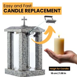 Novecrafto Granite Memorial Lantern with Cross Grave Ornaments for Garden Cemetery in Grey - thumbnail 7