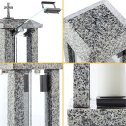 Novecrafto Granite Memorial Lantern with Cross Grave Ornaments for Garden Cemetery in Grey - thumbnail 9