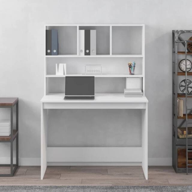 Berkfield Home Decorative Desk with Shelves White 102x45x148 cm Engineered Wood - Size: 102 x 45 x 148 cm - image 1
