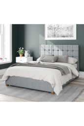 Aspire Sinatra Upholstered Ottoman Storage Bed, Malham Weave Fabric in Light Blue - Size: King - thumbnail 1