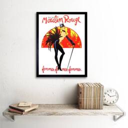 "Wee Blue Coo Burlesque Moulin Rouge Paris Home Decor 12x16"" Framed Art Print in Red - Size: W12"" x H16""" - thumbnail 2