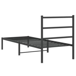 Berkfield Home Metal Bed Frame without Mattress with Headboard Black 75x190cm - Size: 75x190 cm - thumbnail 7