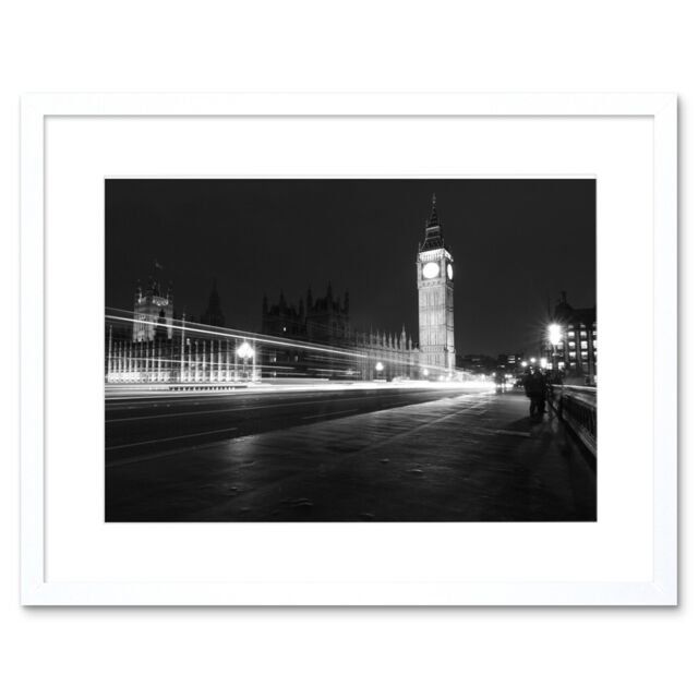 "Artery8 Wall Art Print Chankov Westminster Big Ben London Framed in White - Size: W7"" x H9""" - image 1