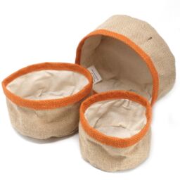 KDMD Set of 3 Natural Jute Baskets in Bright Yellow