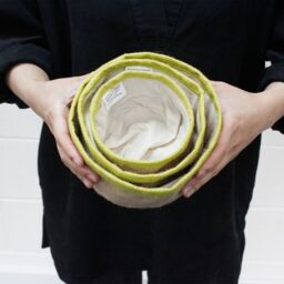 KDMD Set of 3 Natural Jute Baskets in Bright Yellow - thumbnail 3