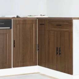 Berkfield Home Kitchen Base Cabinet Porto Brown Oak Engineered Wood - thumbnail 1