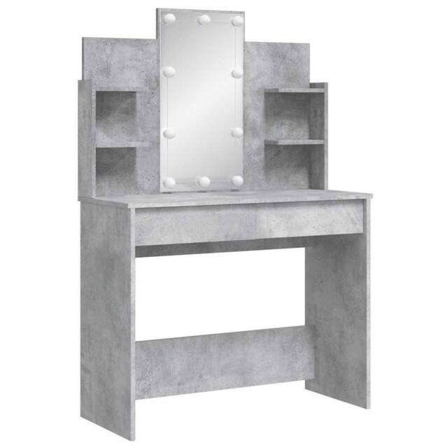 Berkfield Home Beautiful Dressing Table with LED Lights Concrete Grey 96x40x142 cm - Size: 96 x 40 x 142 cm - image 1