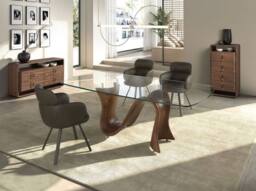Angel Cerda Swivel Dining Chair in Leatherette in Green - thumbnail 4