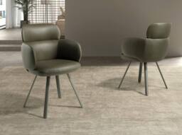 Angel Cerda Swivel Dining Chair in Leatherette in Green - thumbnail 5