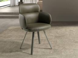 Angel Cerda Swivel Dining Chair in Leatherette in Green - thumbnail 3