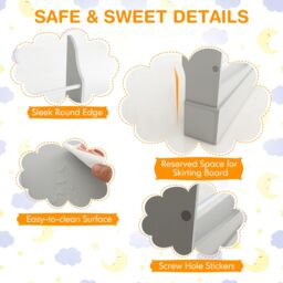 Costway 3-Tier Kids Bookshelf Toy Storage Bookcase Rack Wall w/ Anti-toppling Kits Grey - thumbnail 3