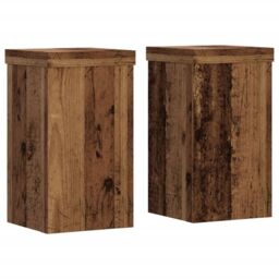 Berkfield Home Plant Stands 2 pcs Old Wood 10x10x18 cm Engineered Wood in Brown - Size: 10 x 10 x 18 cm - thumbnail 2