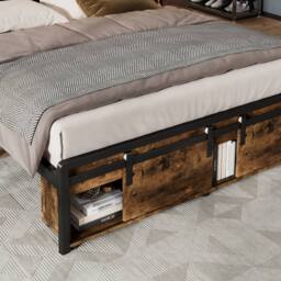 BTM Metal Bed with Multi-Color LED Lights, Charging Ports & Storage in Black - Size: Single - thumbnail 8