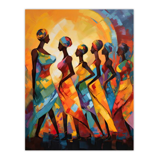"Artery8 Wall Art Print African Cultural Dance Tribal Traditional Music Warm Colours Rhythm Body Energy Theatre Arts Artwork Poster - Size: W24"" x H32""" - image 1