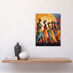 "Artery8 Wall Art Print African Cultural Dance Tribal Traditional Music Warm Colours Rhythm Body Energy Theatre Arts Artwork Poster - Size: W24"" x H32""" - thumbnail 4
