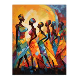 "Artery8 Wall Art Print African Cultural Dance Tribal Traditional Music Warm Colours Rhythm Body Energy Theatre Arts Artwork Poster - Size: W24"" x H32""" - thumbnail 1