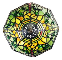 Happy Homewares Hand Crafted Stained Glass Dragonfly Tiffany Table Lamp in Green - Size: 8 inches - thumbnail 2