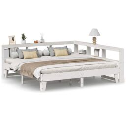 Berkfield Home Bookcase Bed without Mattress White 200x200cm Solid Wood Pine - Size: 200x200 cm - thumbnail 2
