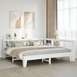 Berkfield Home Bookcase Bed without Mattress White 200x200cm Solid Wood Pine - Size: 200x200 cm - thumbnail 4
