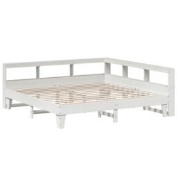 Berkfield Home Bookcase Bed without Mattress White 200x200cm Solid Wood Pine - Size: 200x200 cm - thumbnail 3