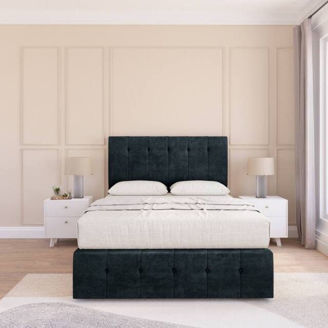 "Sloomy Cambridge Naples Divan Set 2 Drawers - 26"" Headboard-12"" Footboard in Black - Size: Small Double" - image 1