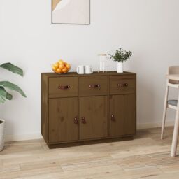 Berkfield Home Sideboard Honey Brown 100x40x75 cm Solid Wood Pine - Size: 100 x 40 x 75 cm