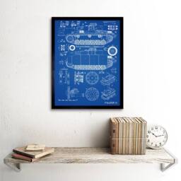"Artery8 Panzer III 3 German Medium Tank Blue Plan 12x16"" Framed Wall Art Print - Size: W12"" x H16""" - thumbnail 2