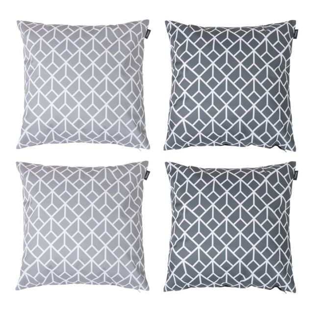icon Indoor & Outdoor Waterproof Cushion Set of 4 Teal Grey Geometric Waterproof Cushion - Size: 43 cm x 43 cm - image 1