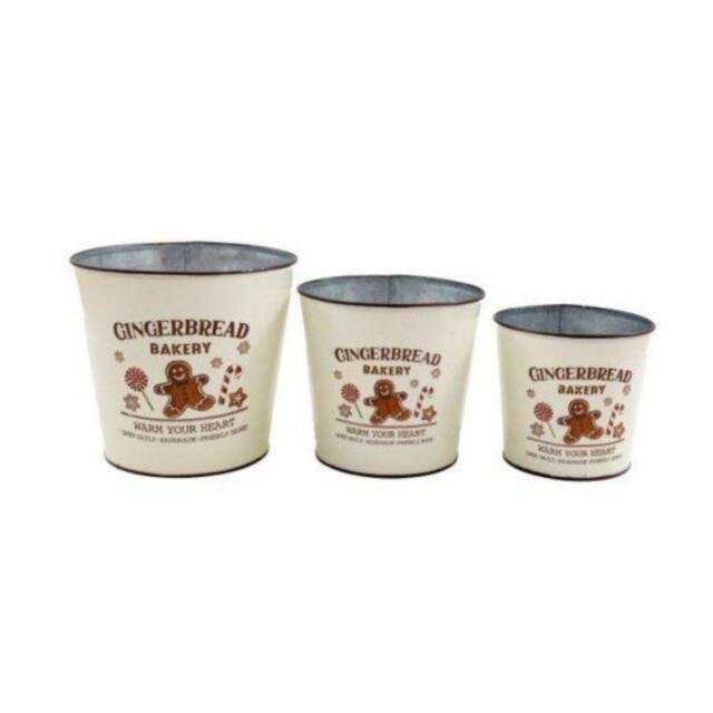 Garden Greatness Set Of 3 Gingerbread Pot Planters in Cream - Size: 1 Pack