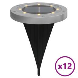 Berkfield Home Solar Ground Lights with Ground Spikes Outdoor 12 pcs Warm White in Silver - thumbnail 2