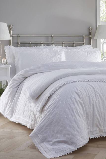 Portfolio Home Broderie Anglaise Duvet Cover Set in White - Size: Super King - image 1