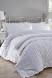 Portfolio Home Broderie Anglaise Duvet Cover Set in White - Size: Super King - thumbnail 1