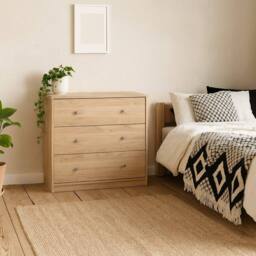 Wyld Haus Kaohsiung Hickory Oak Effect 3 Drawer Chest in Natural