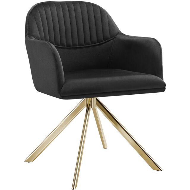 tectake Armchair Lona Per Piece - Black/Gold in Black - Size: 1 Pack - image 1