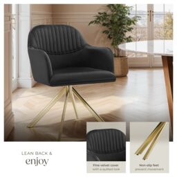 tectake Armchair Lona Per Piece - Black/Gold in Black - Size: 1 Pack - thumbnail 4