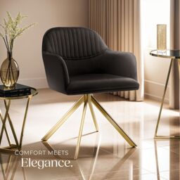 tectake Armchair Lona Per Piece - Black/Gold in Black - Size: 1 Pack - thumbnail 8