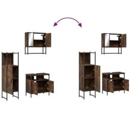 Berkfield Home 3 Piece Bathroom Furniture Set Smoked Oak Engineered Wood in Brown - thumbnail 9
