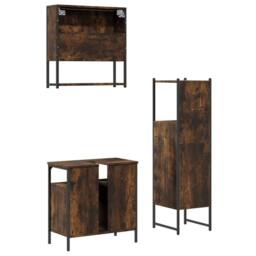 Berkfield Home 3 Piece Bathroom Furniture Set Smoked Oak Engineered Wood in Brown - thumbnail 8