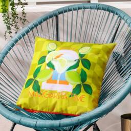 Furn Margarita Abstract Water & UV Resistant Outdoor Cushion in Lime - Size: 43 cm x 43 cm - thumbnail 1